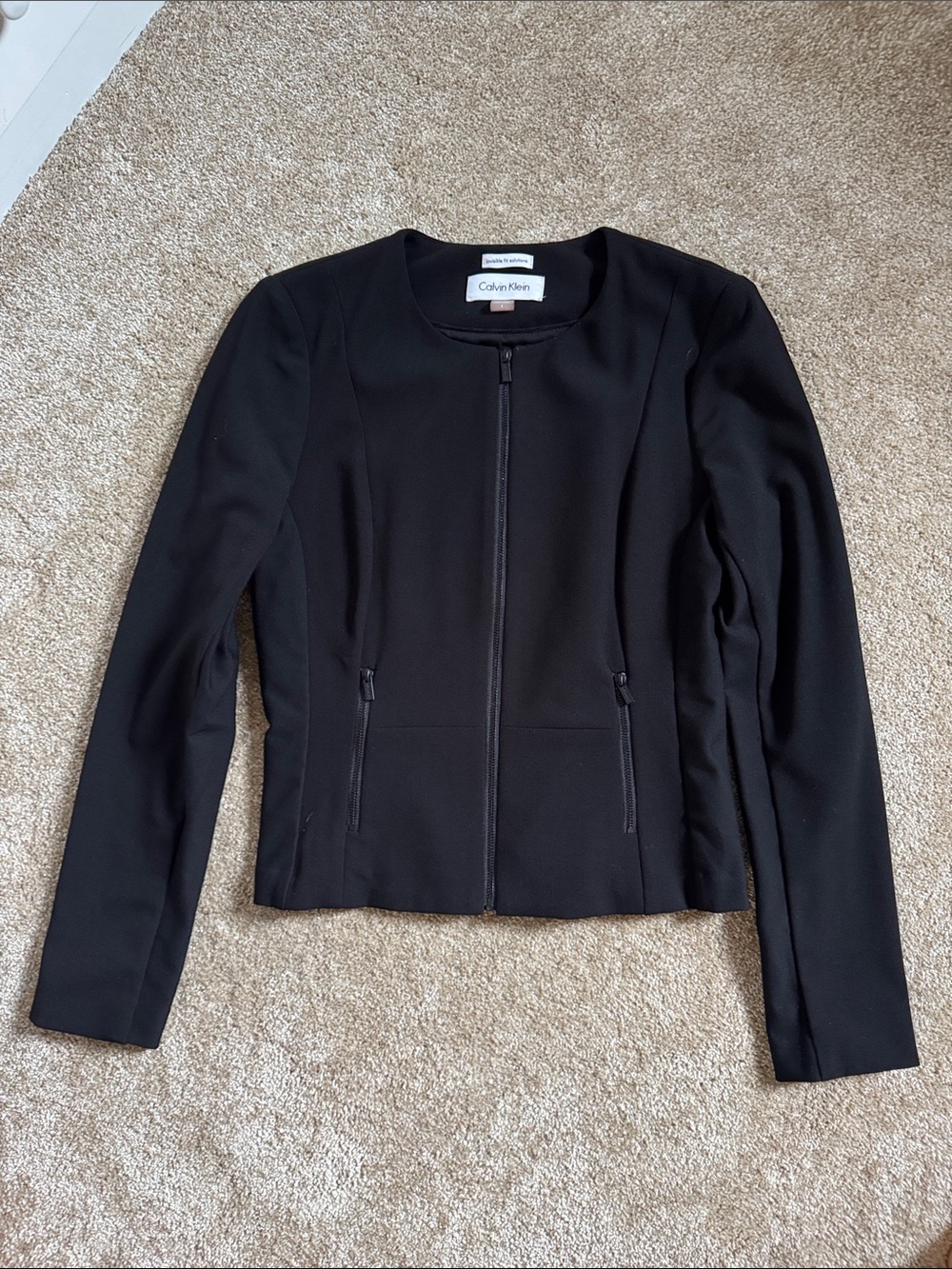 Calvin Klein Black Zip-Front Blazer Jacket
